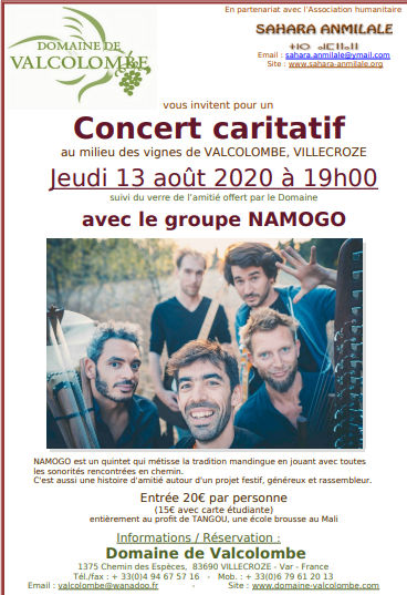 Concert 2020 Namogo à Valcolombe
